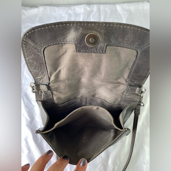 FRYE Leather Crossbody Gray Distressed Leather Bag - Picture 8 of 9